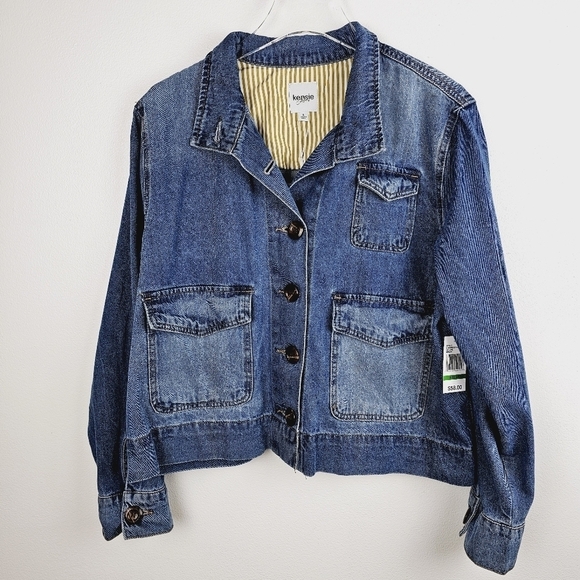 Kensie Denim Jean Jacket NWT, size Large - Picture 1 of 9
